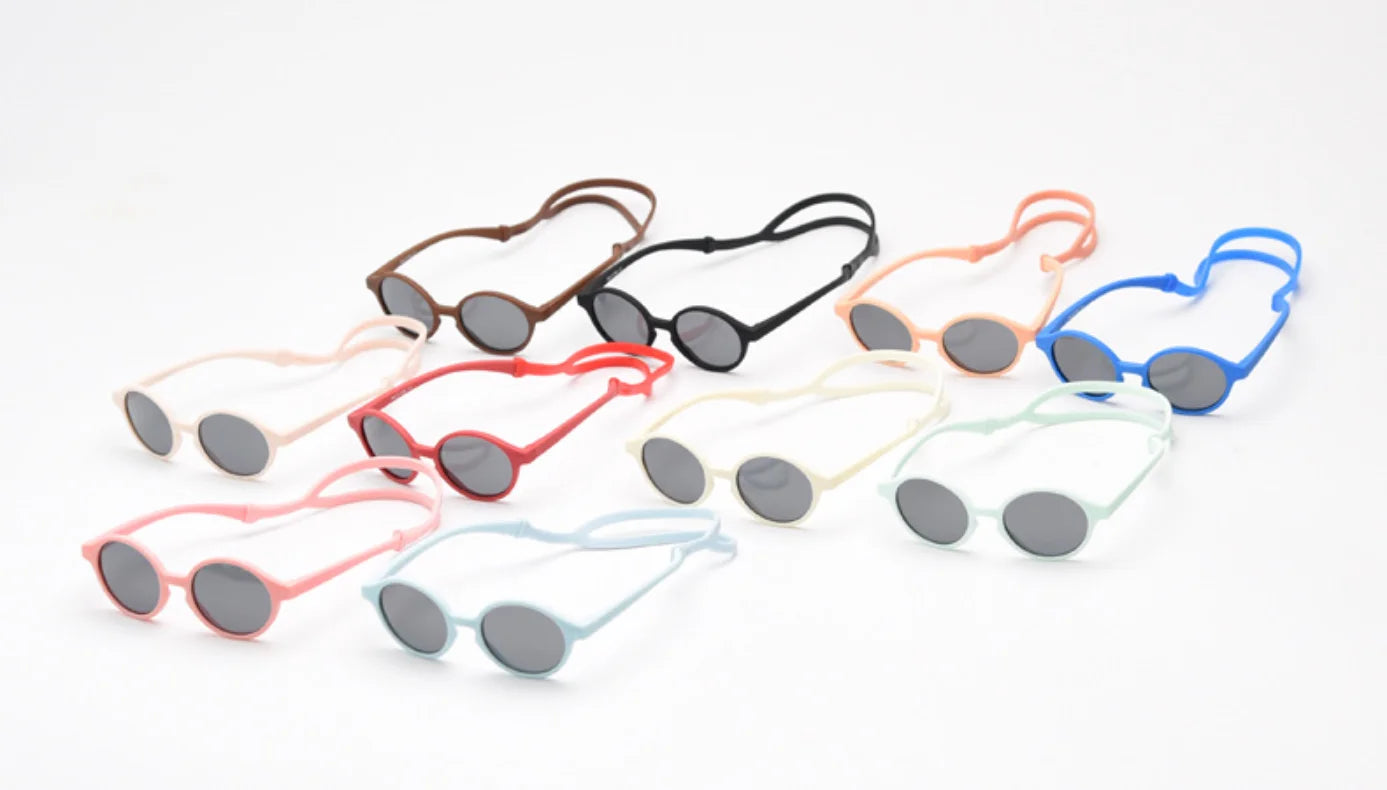 0-4 Years Baby Silical Gel Glasses UV400 Protection TPEE Polarized Strap Baby Girl Flexible Sunglasses with Free Silicone Rope