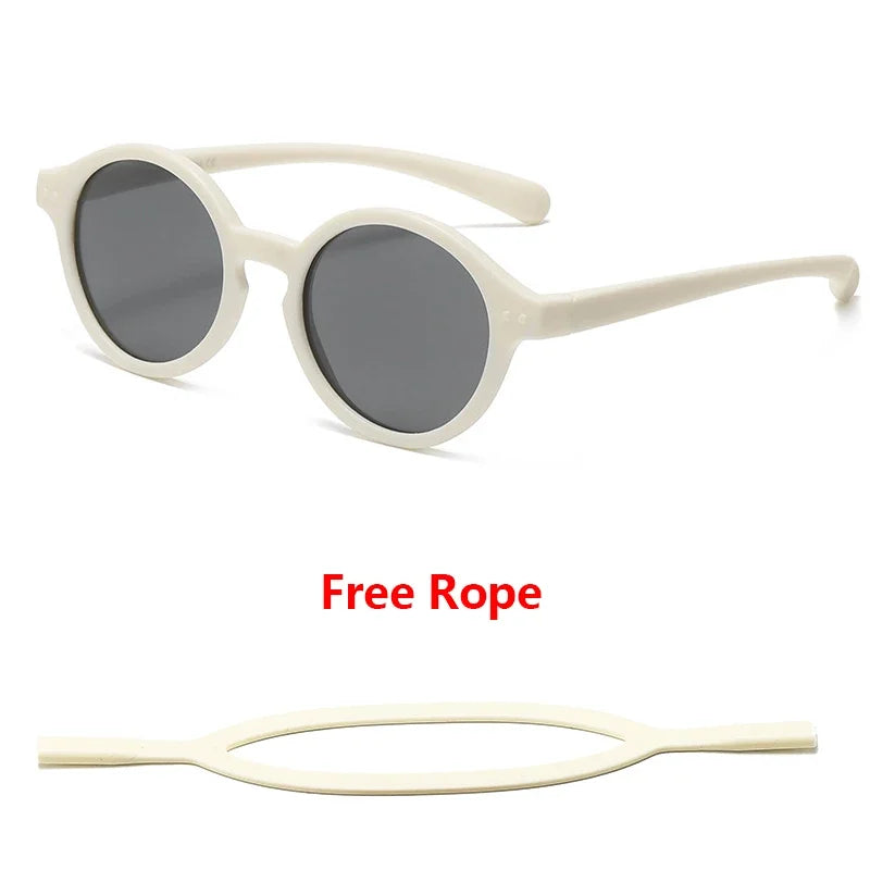 0-4 Years Baby Silical Gel Glasses UV400 Protection TPEE Polarized Strap Baby Girl Flexible Sunglasses with Free Silicone Rope