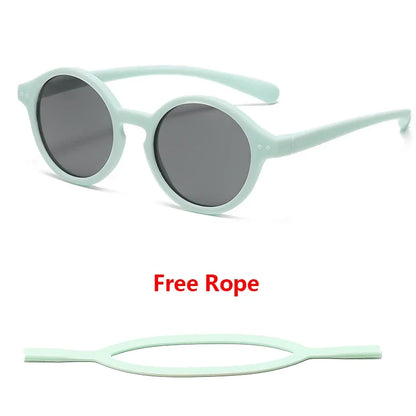 0-4 Years Baby Silical Gel Glasses UV400 Protection TPEE Polarized Strap Baby Girl Flexible Sunglasses with Free Silicone Rope