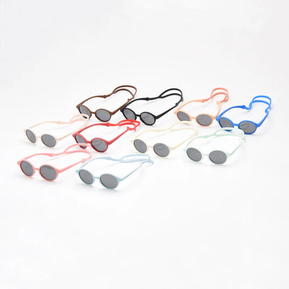 0-4 Years Baby Silical Gel Glasses UV400 Protection TPEE Polarized Strap Baby Girl Flexible Sunglasses with Free Silicone Rope
