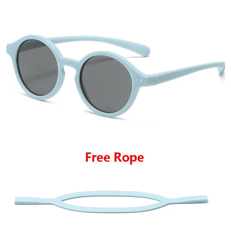 0-4 Years Baby Silical Gel Glasses UV400 Protection TPEE Polarized Strap Baby Girl Flexible Sunglasses with Free Silicone Rope