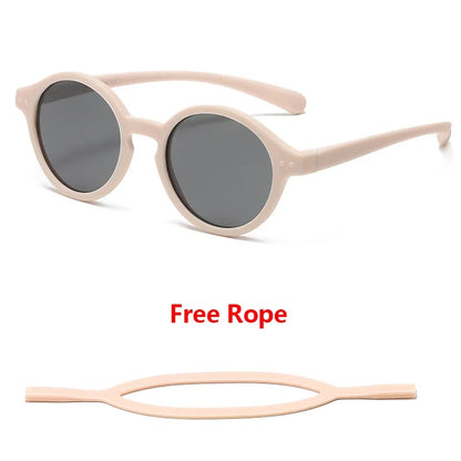 0-4 Years Baby Silical Gel Glasses UV400 Protection TPEE Polarized Strap Baby Girl Flexible Sunglasses with Free Silicone Rope