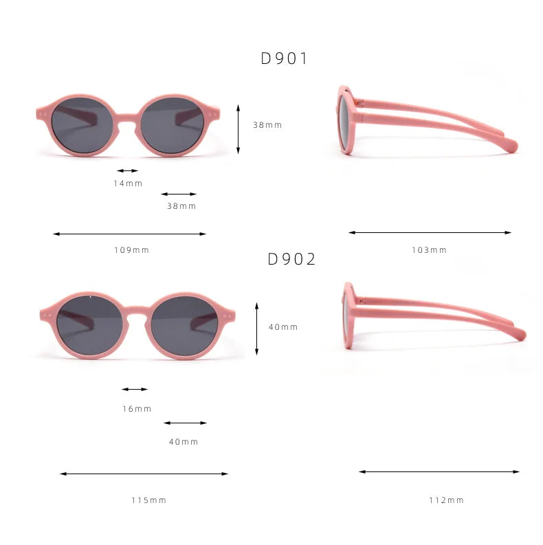 0-4 Years Baby Silical Gel Glasses UV400 Protection TPEE Polarized Strap Baby Girl Flexible Sunglasses with Free Silicone Rope