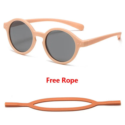 0-4 Years Baby Silical Gel Glasses UV400 Protection TPEE Polarized Strap Baby Girl Flexible Sunglasses with Free Silicone Rope