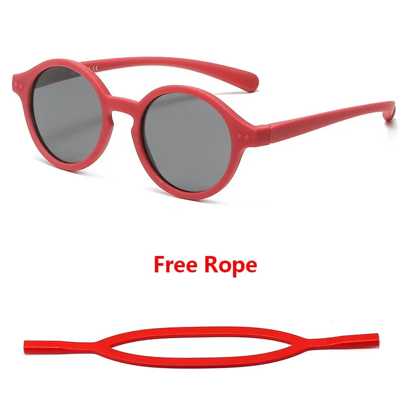 0-4 Years Baby Silical Gel Glasses UV400 Protection TPEE Polarized Strap Baby Girl Flexible Sunglasses with Free Silicone Rope